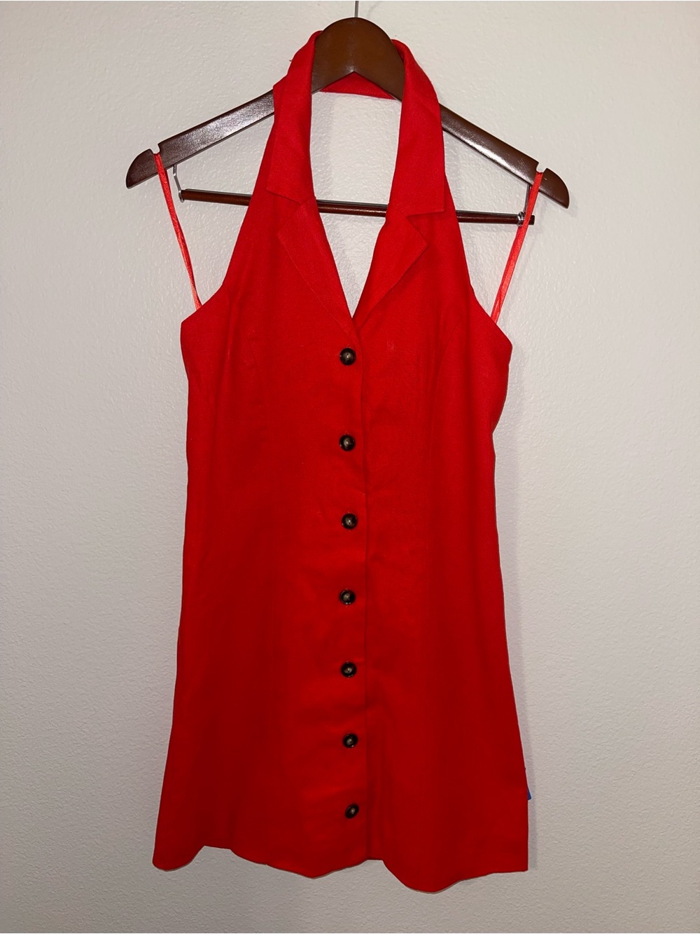 Monteau Red Halter Button-Front Mini Dress - Retro Chic size S